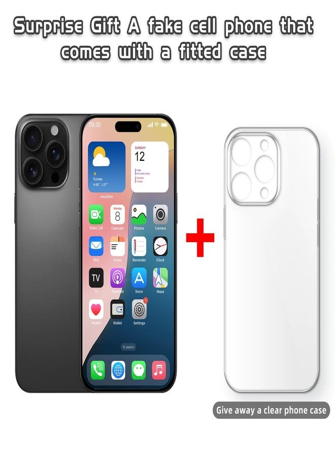 Faawxlo Dummy Fake Phone Model, Looks Like The Real Phone Compatible with Phone 16 PM, for Cell Phone Store Display or Send a Toy Phone for Kids (16ProMax,Black Titanium,The Screen is Printed with Patterns) - Image 4